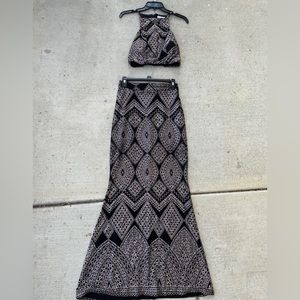 Formal 2 piece gold and Black dress